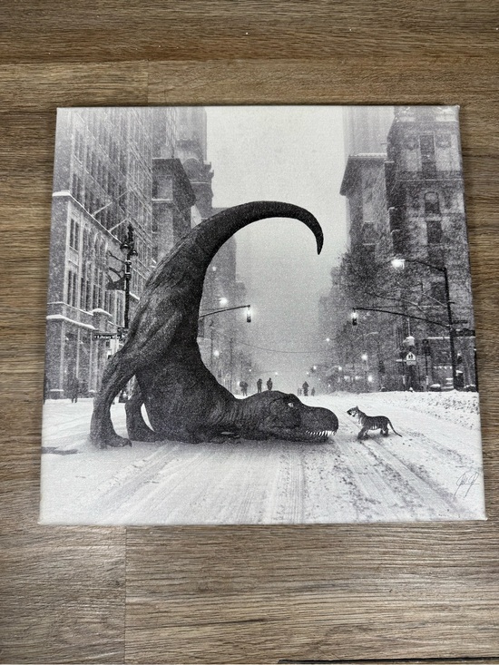 Other - Black & White Dinosaur City Canvas Art